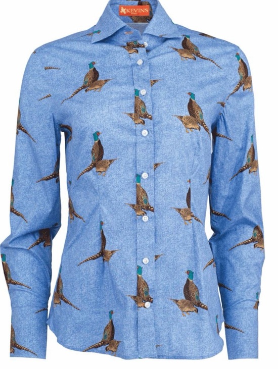 Kevin’s Finest Tops - Kevin’s Blue Pheasant Print Button-Up Shirt